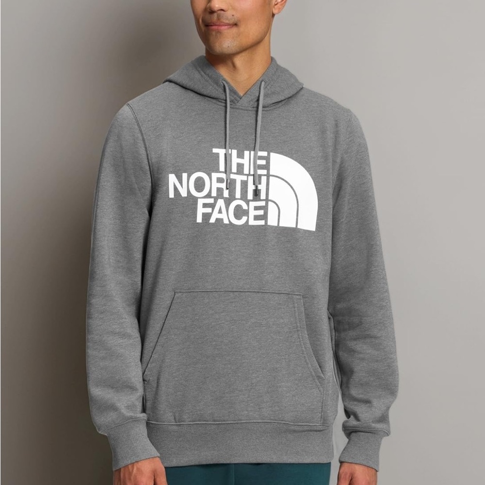 The North Face Gray Pullover Hoodie with White Logo